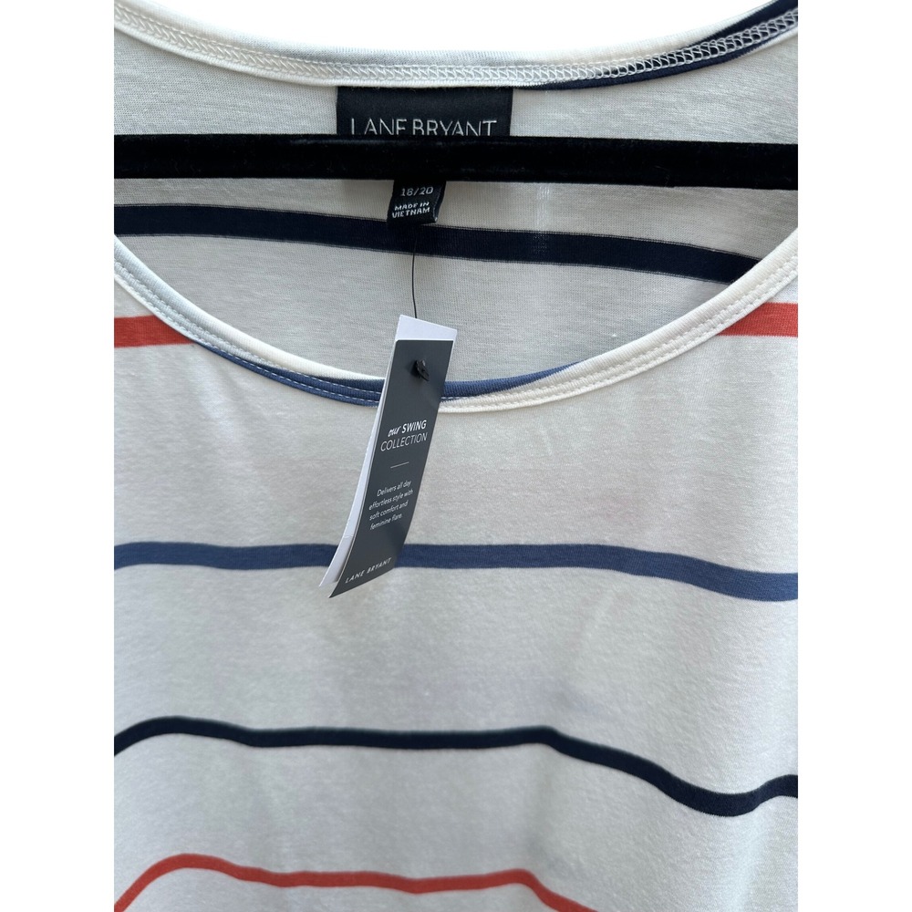 Lane Bryant Swing Collection Striped Tunic Top Ivory Navy Orange 18/20 NWT - Picture 2 of 5